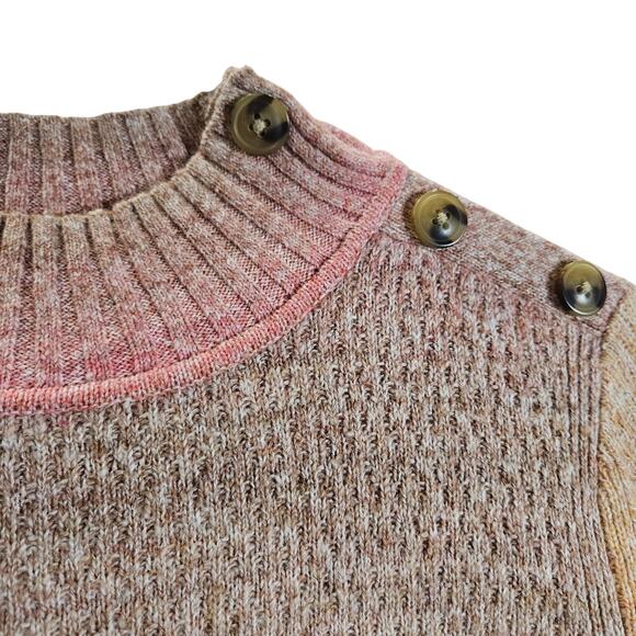 Talbots Mock Neck Sweater Ombre Color Block Size Small Classic Minimalist Y2K - Picture 5 of 8